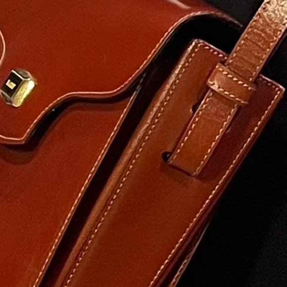 Vintage BALLY Structured Cognac Brown Leather Bag - Picture 8 of 14